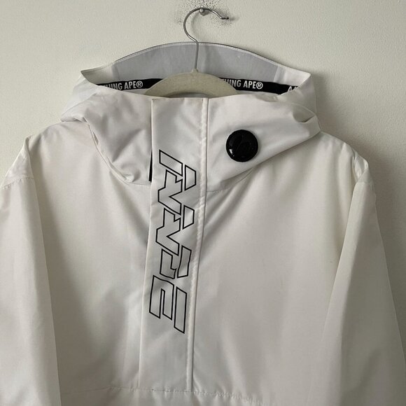 AAPE BY A BATHING APE Size L Hooded Pullover Logo Printed Windbreaker Parka - Picture 5 of 16